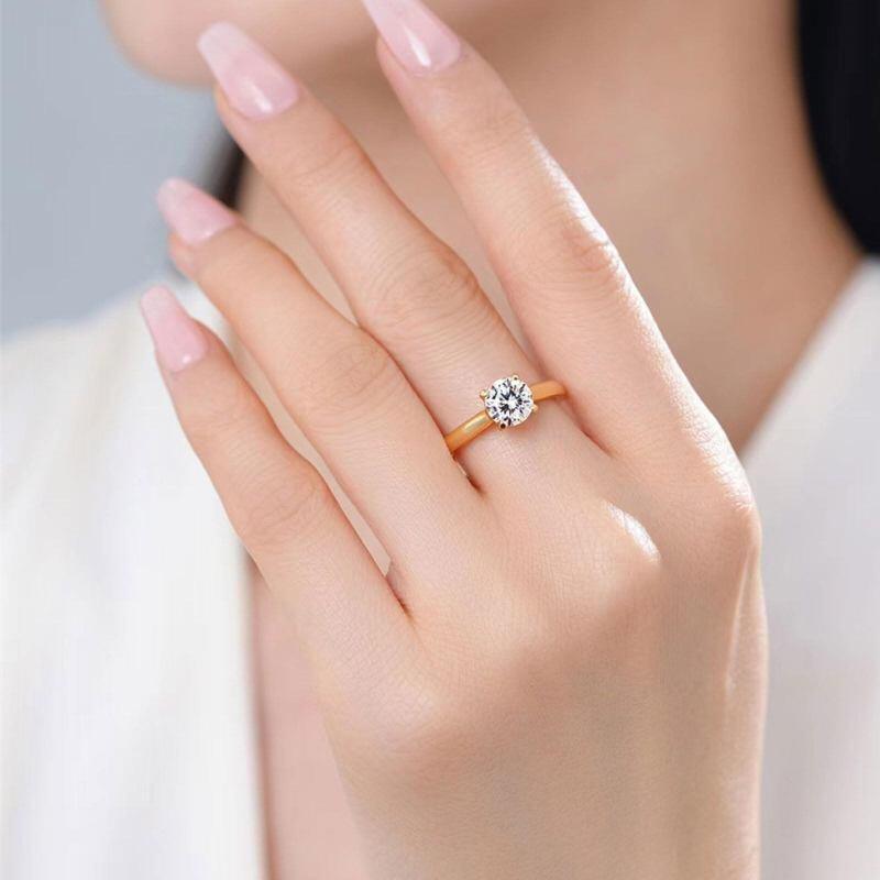 10K Rose Gold Round Cut Moissanite Engagement Ring-2