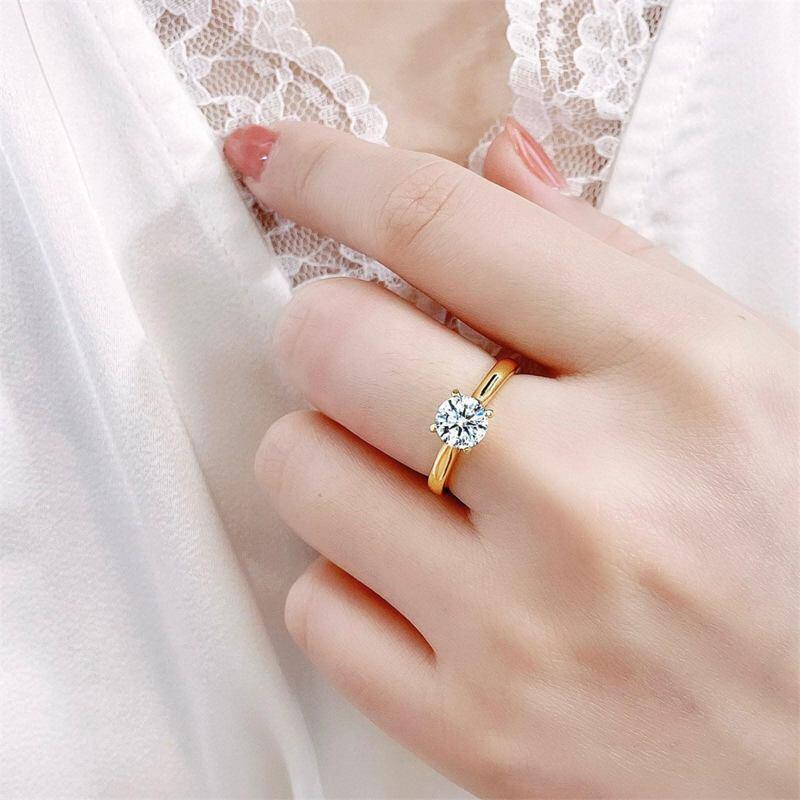10K Rose Gold Round Cut Moissanite Engagement Ring-3