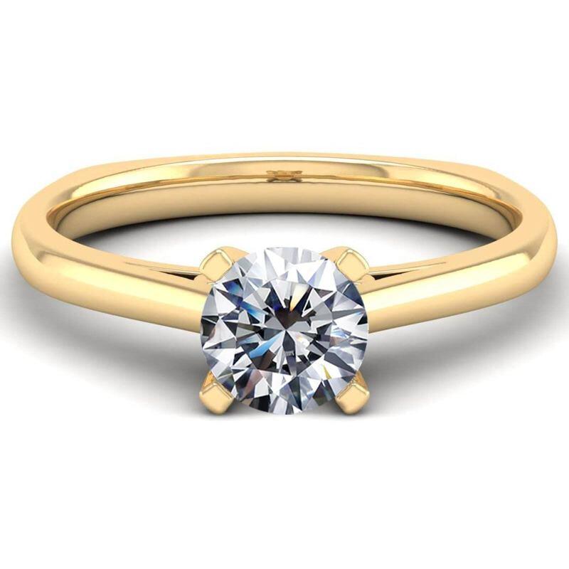 10K Rose Gold Round Cut Moissanite Engagement Ring-5