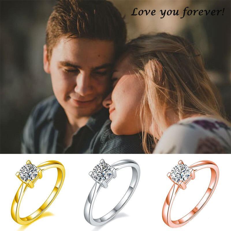 10K Rose Gold Round Cut Moissanite Engagement Ring-6