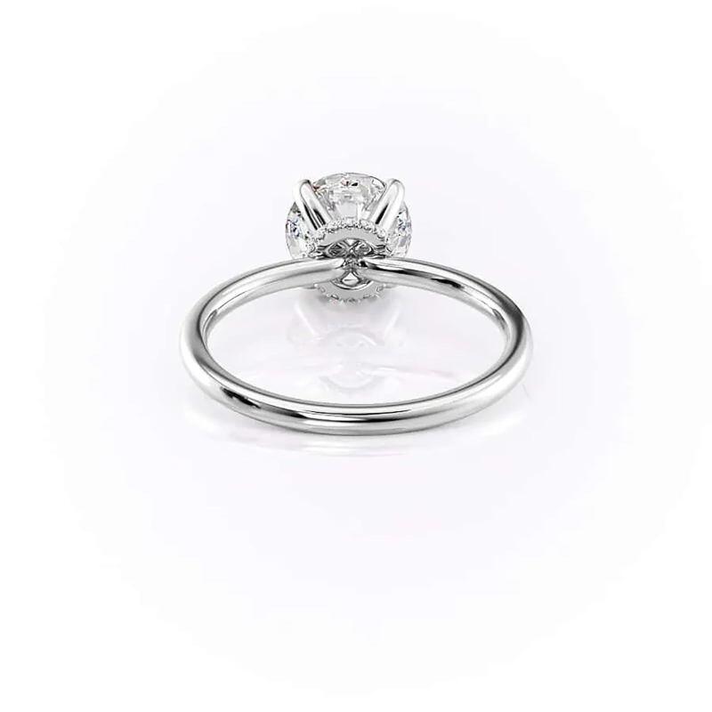 10K Rose Gold Round Cut Moissanite Personalized Engraving Engagement Ring-3