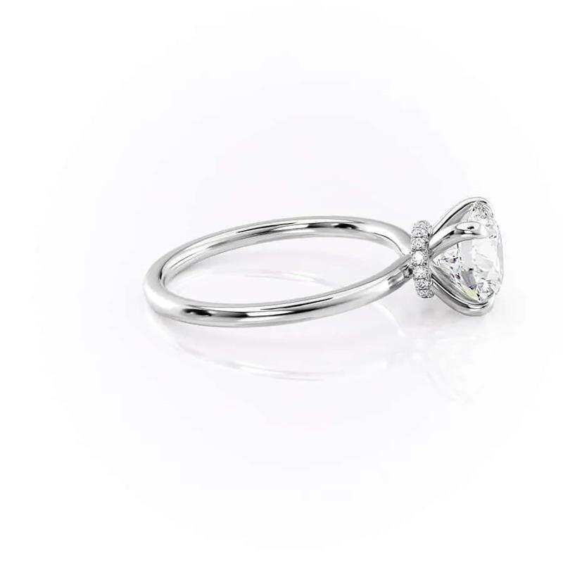 10K Rose Gold Round Cut Moissanite Personalized Engraving Engagement Ring-4