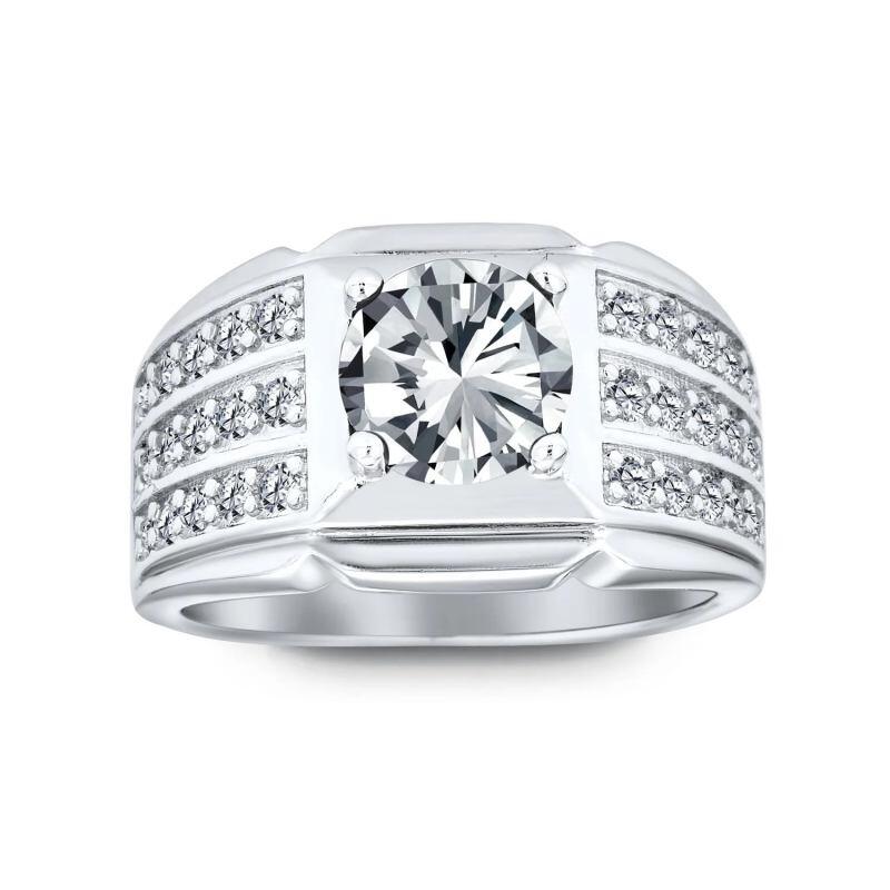 14K Rose Gold Round Cut Moissanite Personalized Engraving Ring-2