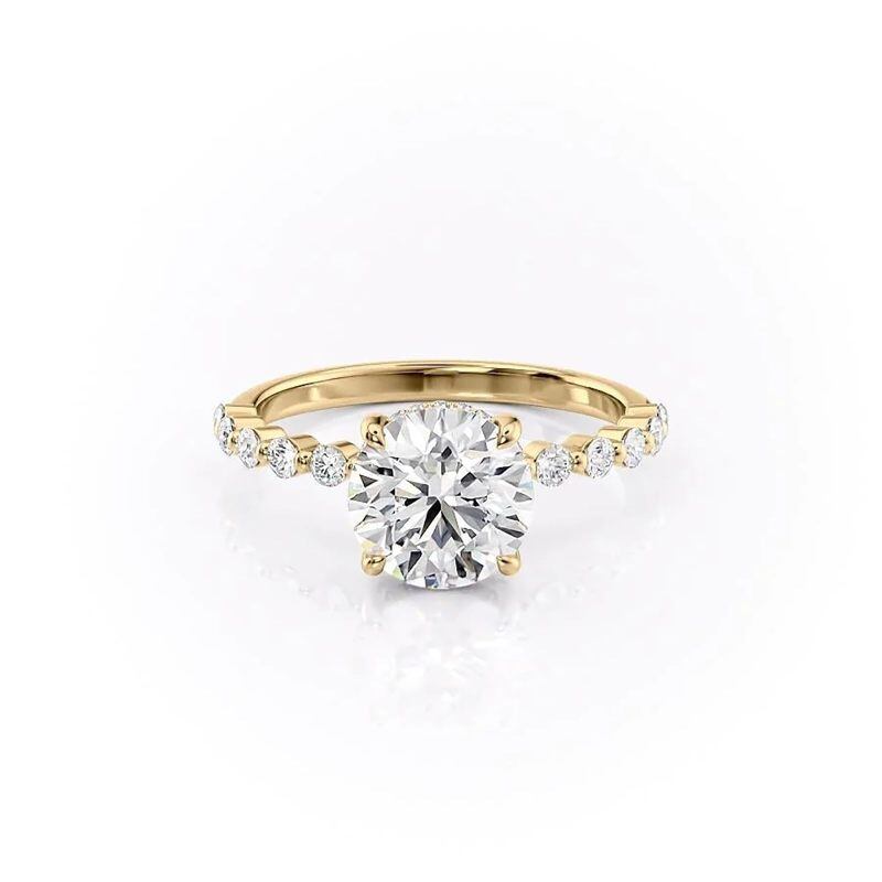10K Gold Round Moissanite Ring-3