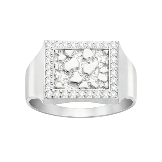 10K White Gold Round Cut Moissanite Ring for Men
