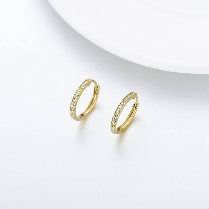 Pendientes de aro redondos de oro blanco de 9 quilates con moissanita de talla redonda-3