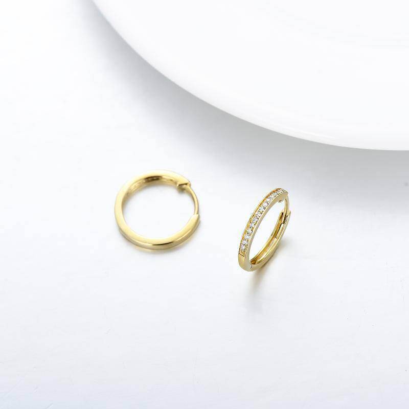 Pendientes de aro redondos de oro blanco de 9 quilates con moissanita de talla redonda-4