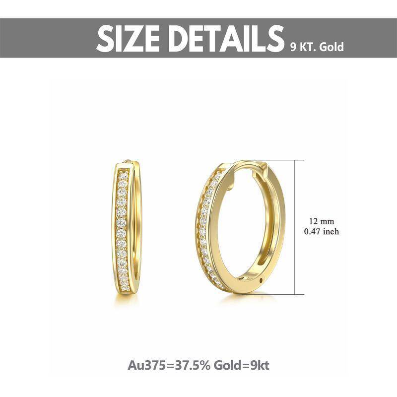 Pendientes de aro redondos de oro blanco de 9 quilates con moissanita de talla redonda-6