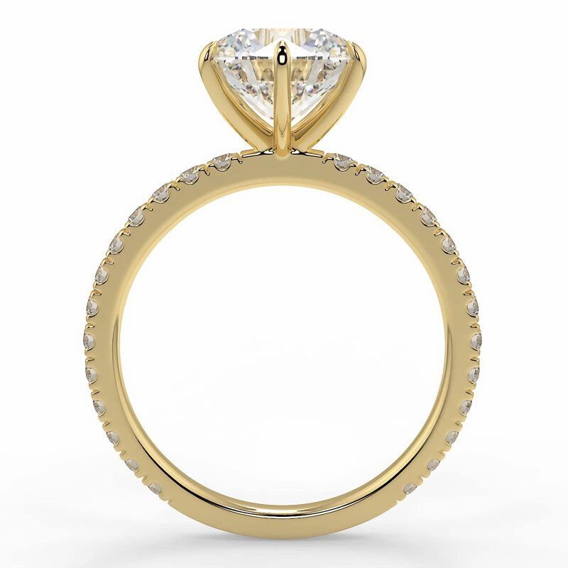 10K Gelbgold 3CT runder Moissanit personalisierte Gravur & Verlobungsring-2