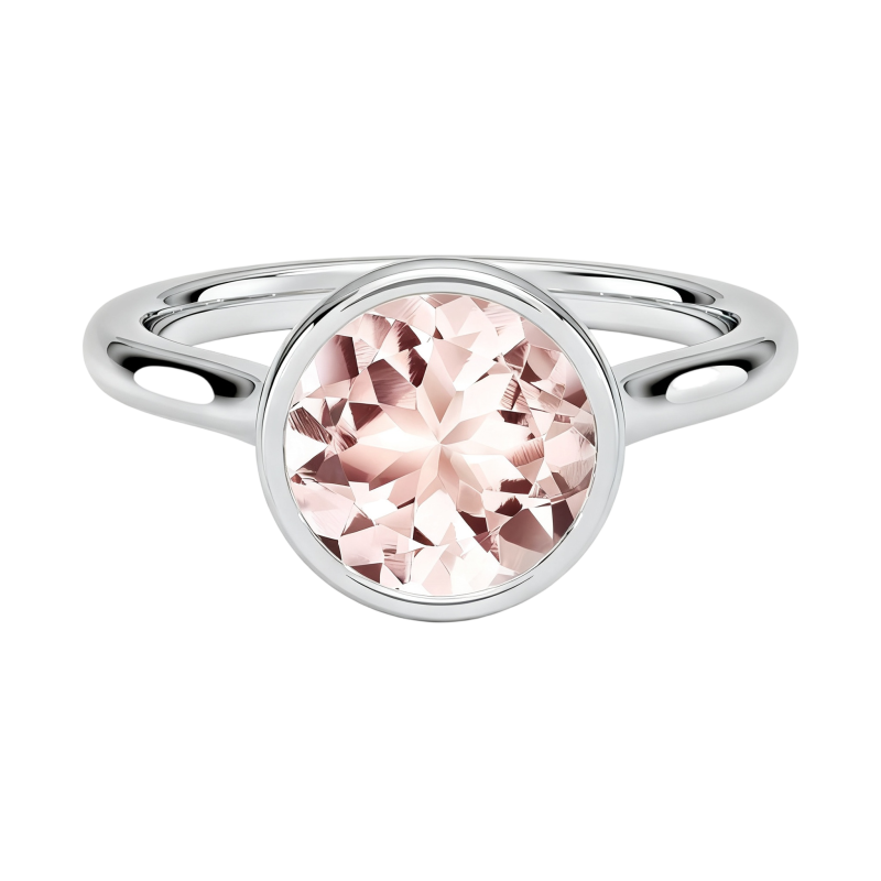 Anillo de compromiso de oro blanco de 10 quilates con morganita de talla redonda-6