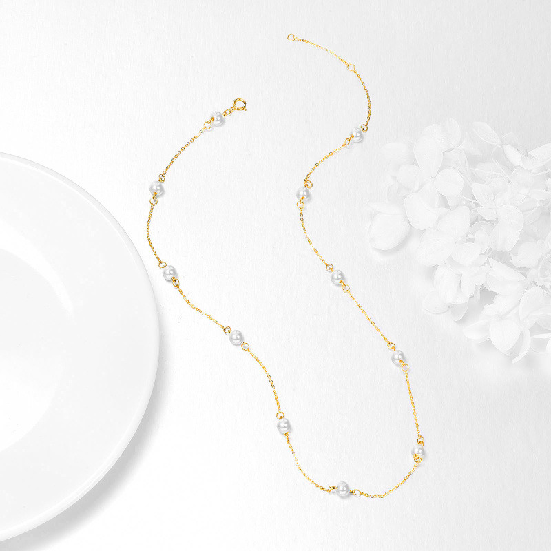 Halskette aus 10-karätigem Gold mit kreisförmiger Perle-3