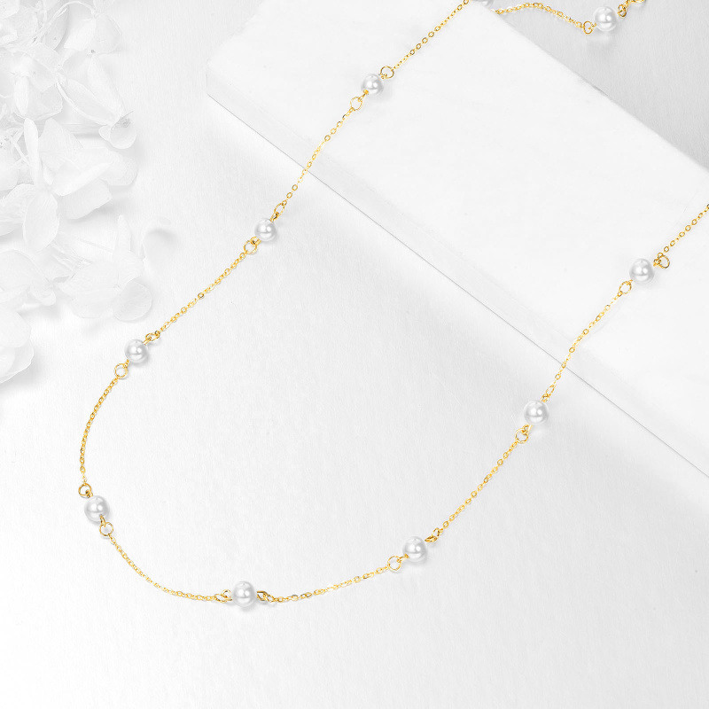 Halskette aus 10-karätigem Gold mit kreisförmiger Perle-4