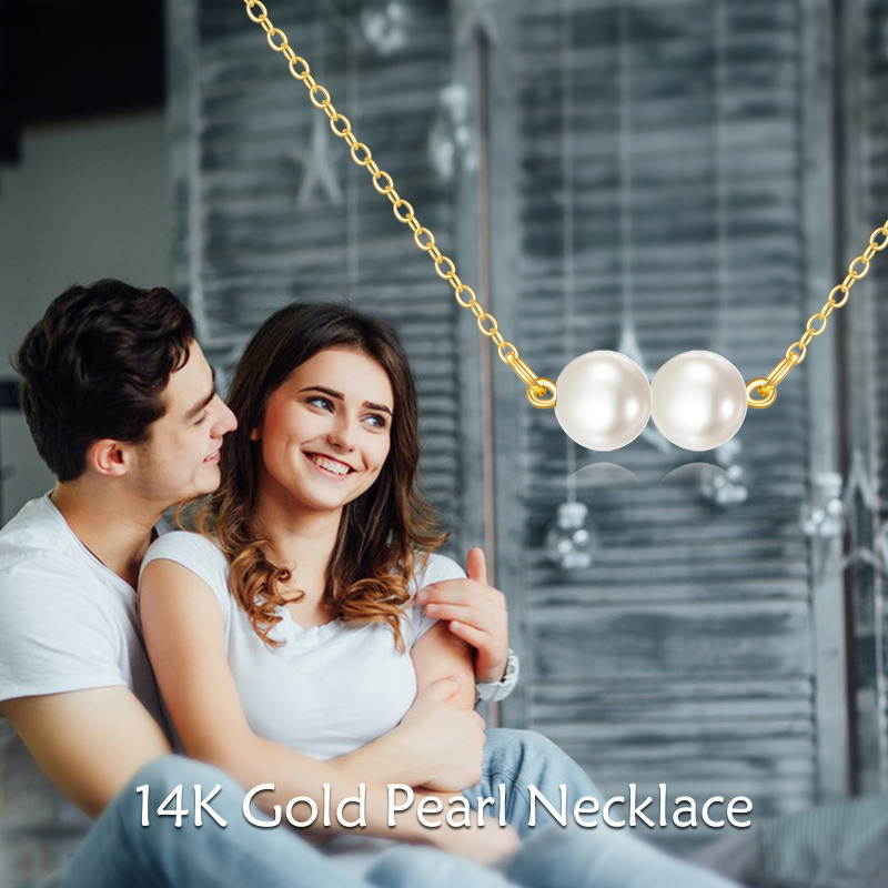 Naszyjnik z perłowymi koralikami w kształcie okręgu wykonany ze złota 14K-6