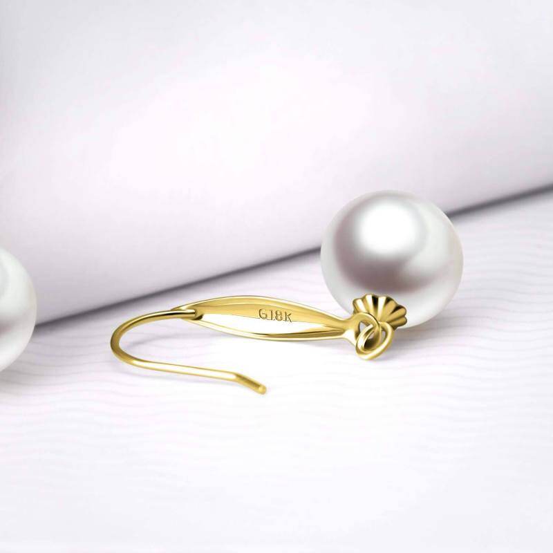 Pendientes colgantes circulares de perlas en oro de 10 quilates-4