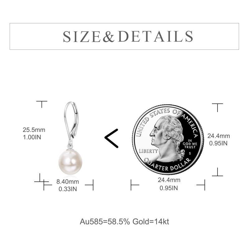 Pendientes colgantes circulares de perlas en oro blanco de 18 quilates-6