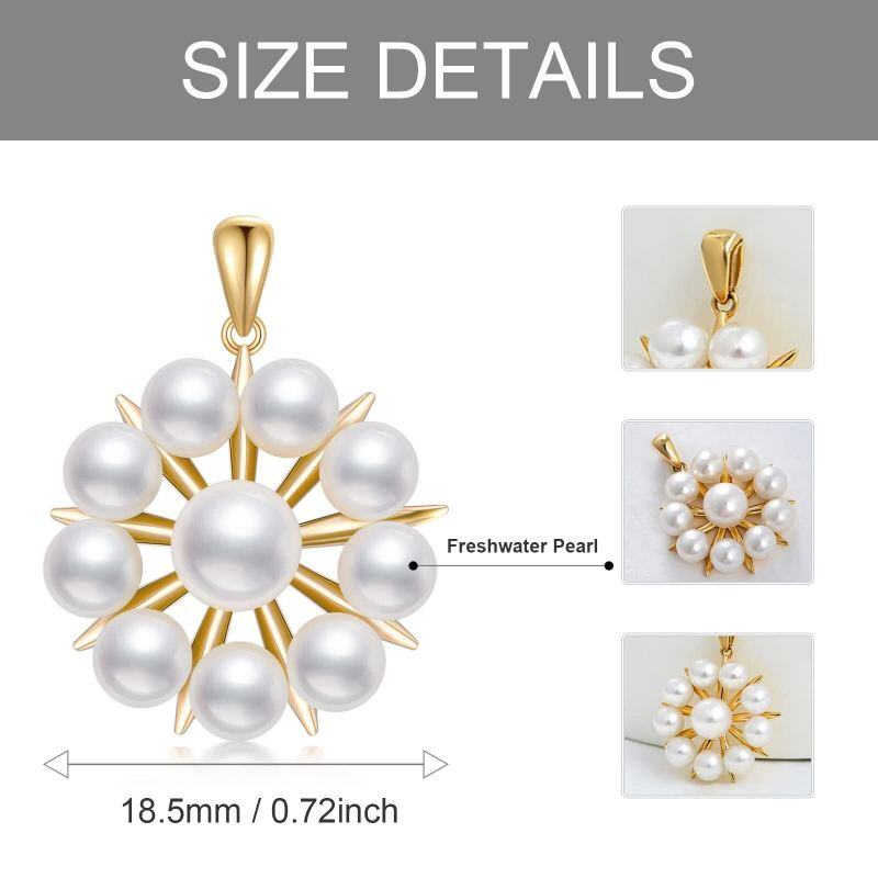 14K Rose Gold Round Cut Pearl Pendant Charms-5
