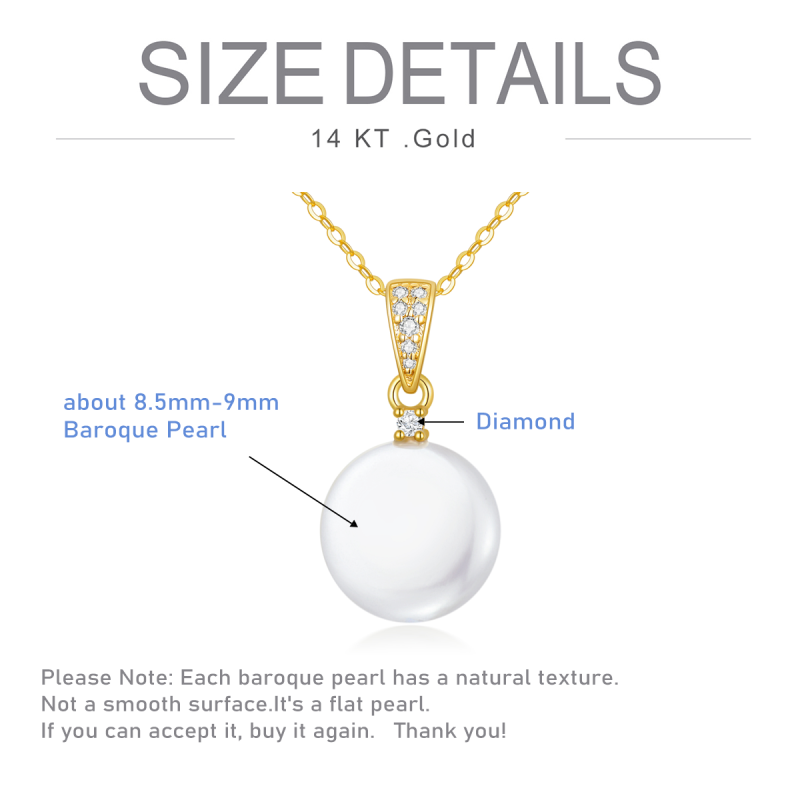 Collier pendentif en or 18 carats avec perle ronde-5