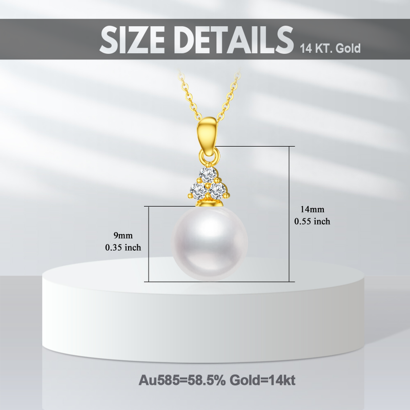 Collier pendentif rond en platine plaqué or blanc avec perle taille ronde-5