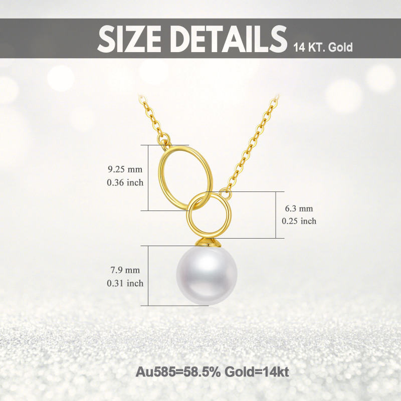 Collar con colgante redondo de perla en oro de 18 quilates para mujer-5