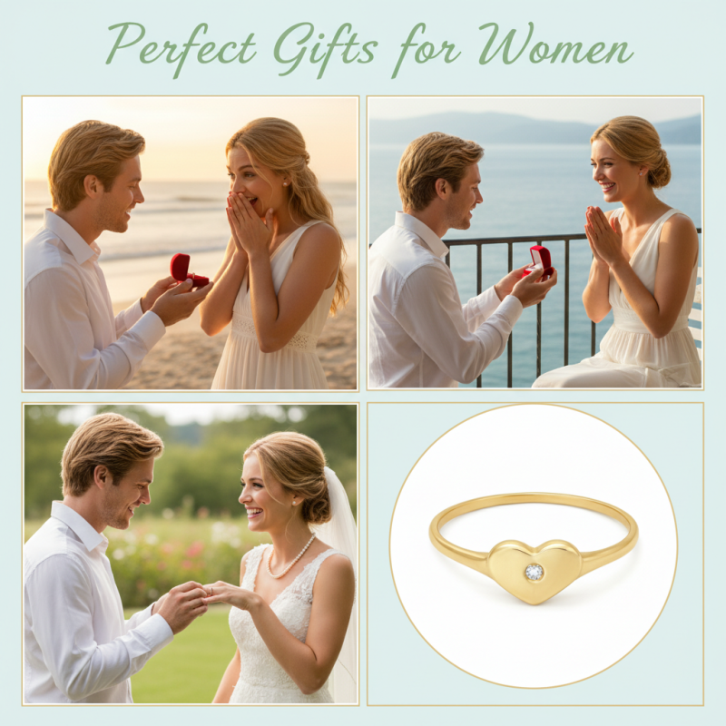 14K White Gold Round Cut Personalized Birthstone & Heart Birthstone Ring-3