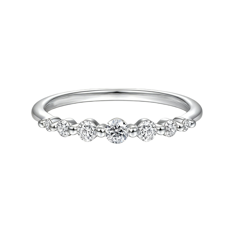 10K White Gold Round Cut Stackable Ring-5