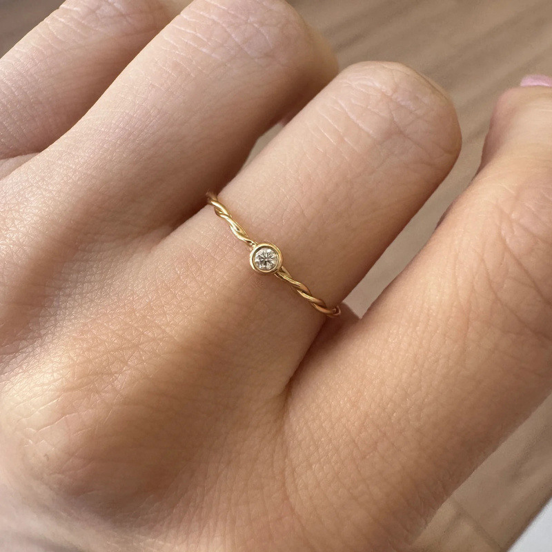 14K White Gold Round Cut Stackable Ring-2