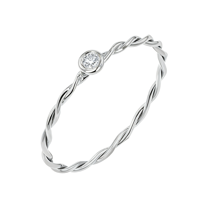 14K White Gold Round Cut Stackable Ring-1