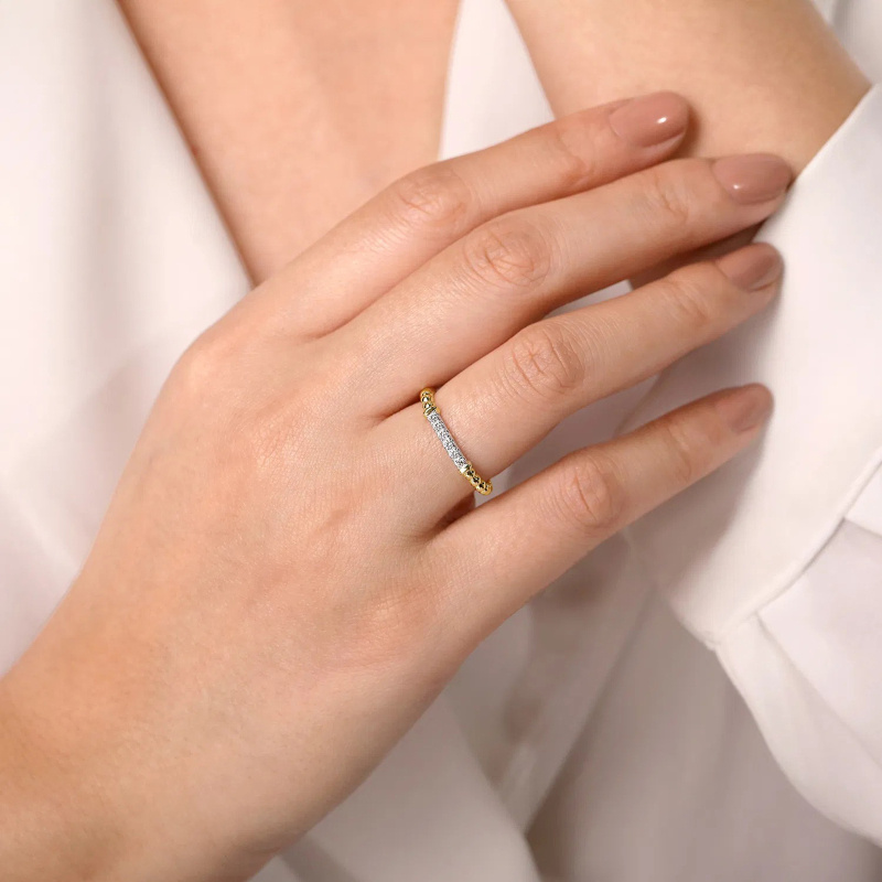 18K Gold Round Cut Stackable Ring-2