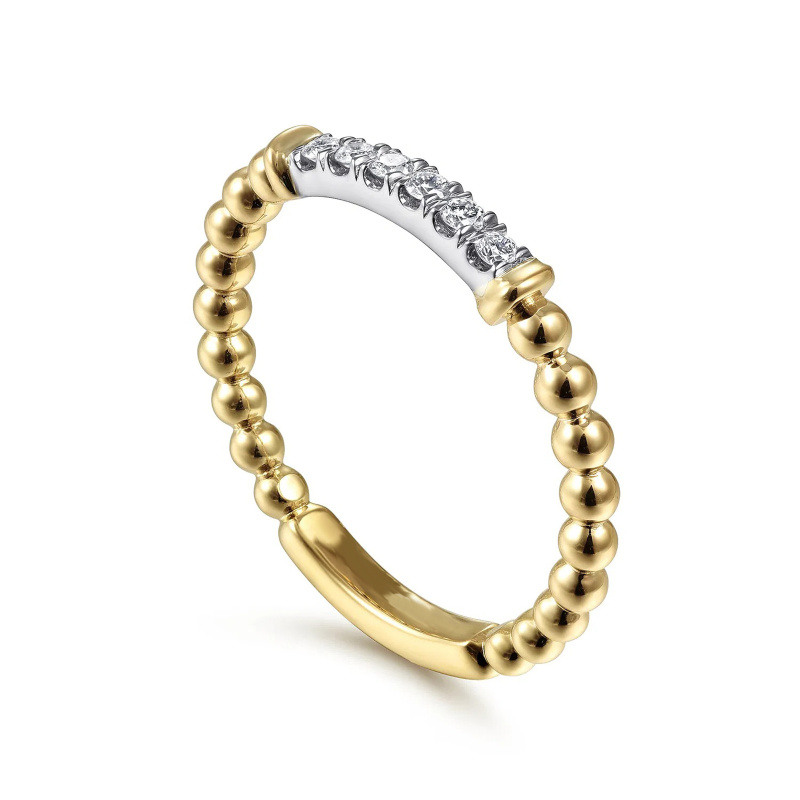 18K Gold Round Cut Stackable Ring-3