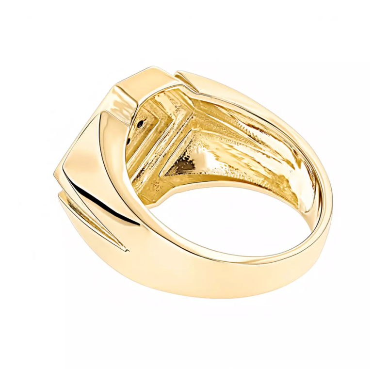 Alliance pour homme en or 10 carats avec émeraude taille ronde-3