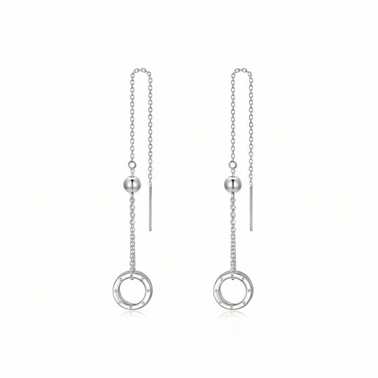 10K White Gold Round Drop Earrings