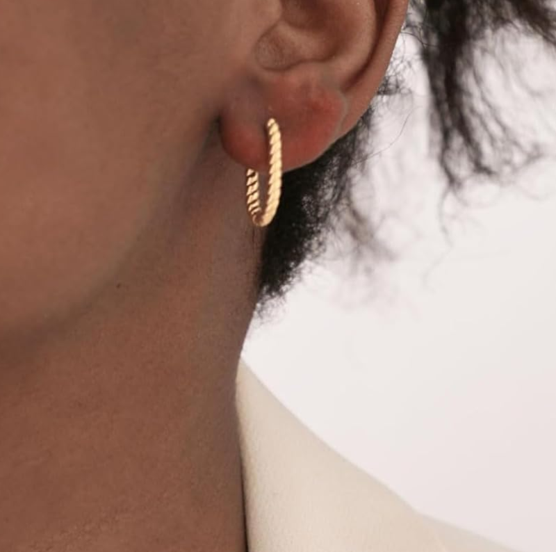 Pendientes de aro redondos de oro de 14 quilates-2