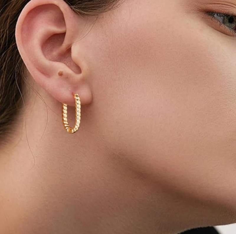 Pendientes de aro redondos de oro de 14 quilates-3