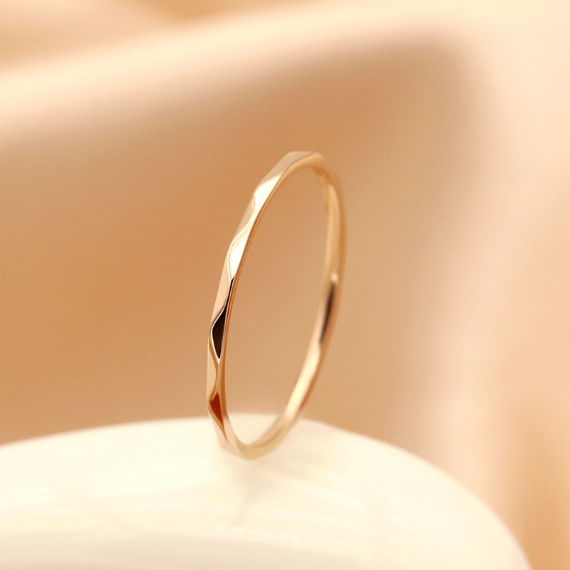 18K White Gold Round Stackable Ring-5