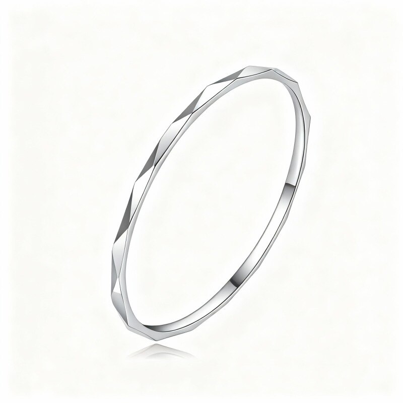 18K White Gold Round Stackable Ring-1
