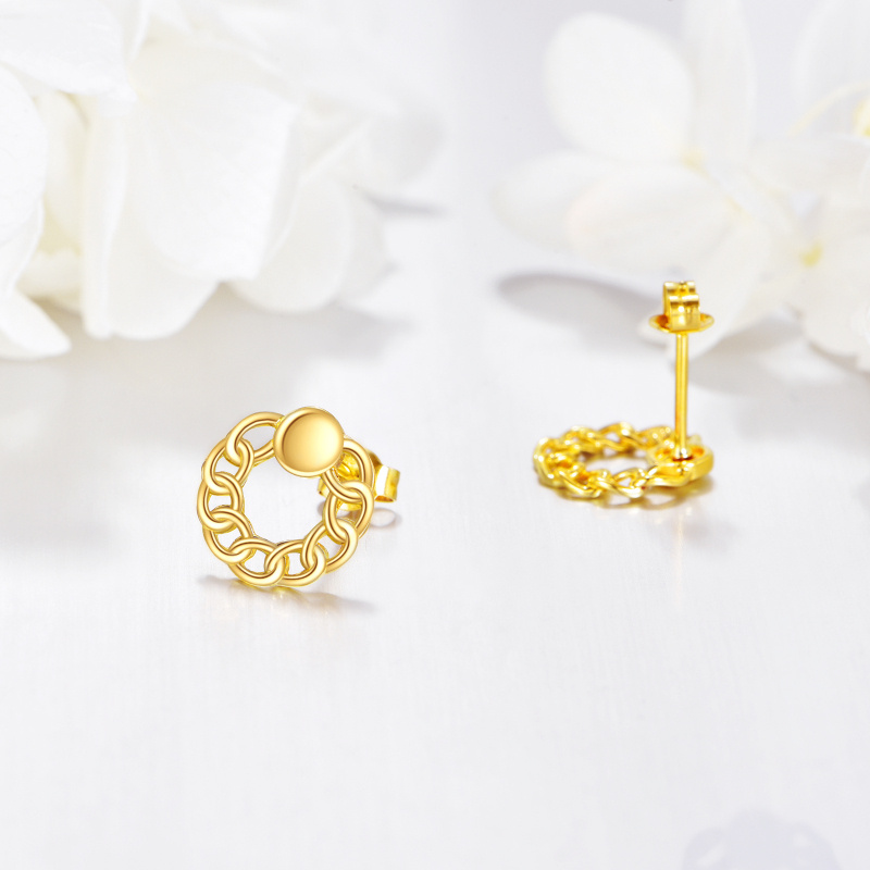 Pendientes redondos de oro blanco de 18 quilates-3