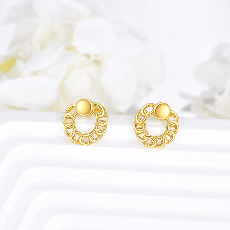 Pendientes redondos de oro blanco de 18 quilates-4