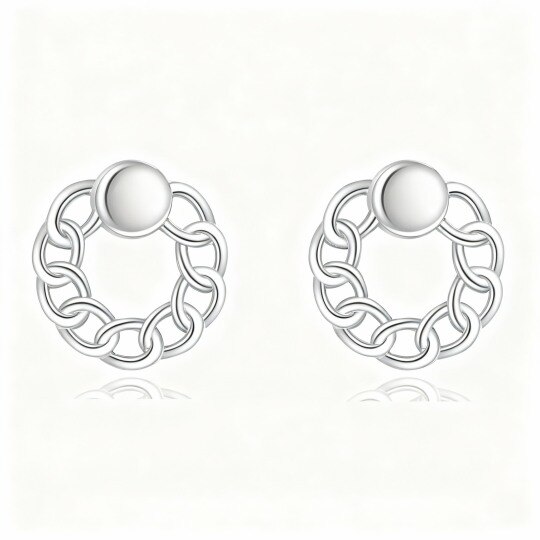 10K White Gold Round Stud Earrings