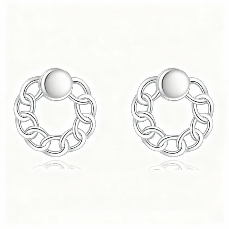 Pendientes redondos de oro blanco de 18 quilates-1