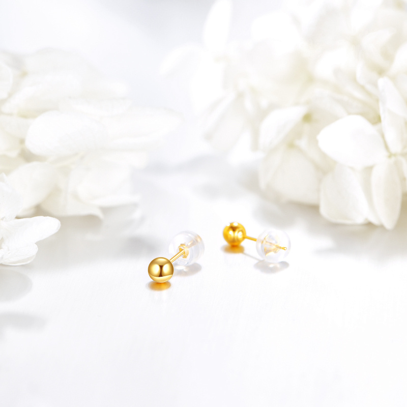 10K Rose Gold Round Stud Earrings-3