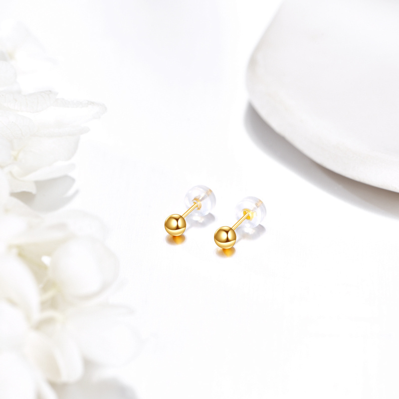 10K Rose Gold Round Stud Earrings-4