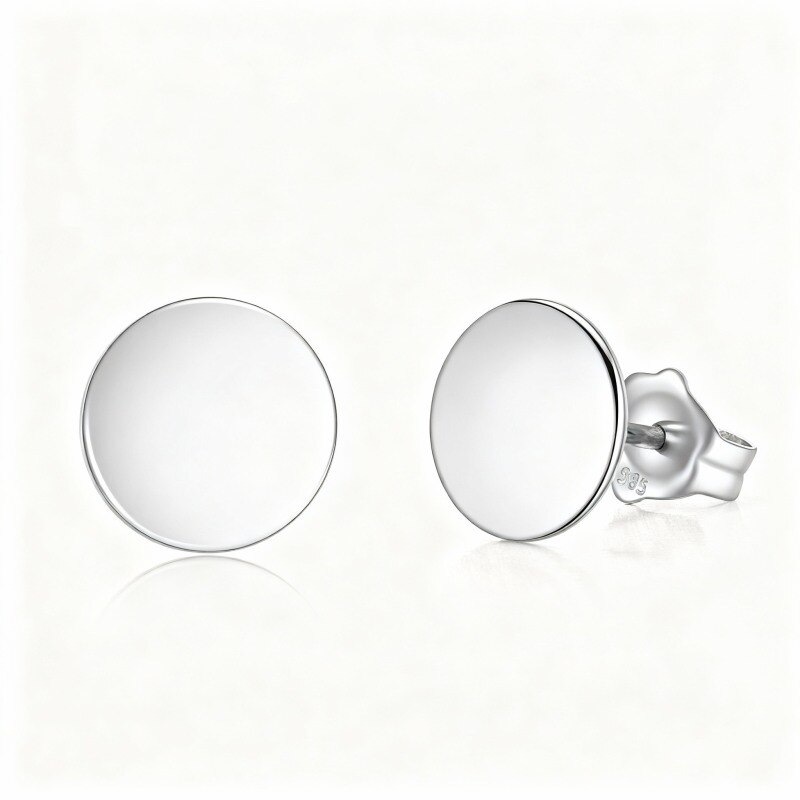 Pendientes redondos de oro blanco de 14 quilates-1