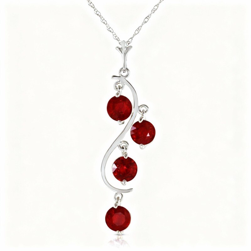 Platinum with White Gold Plated Ruby Round Pendant Necklace-1