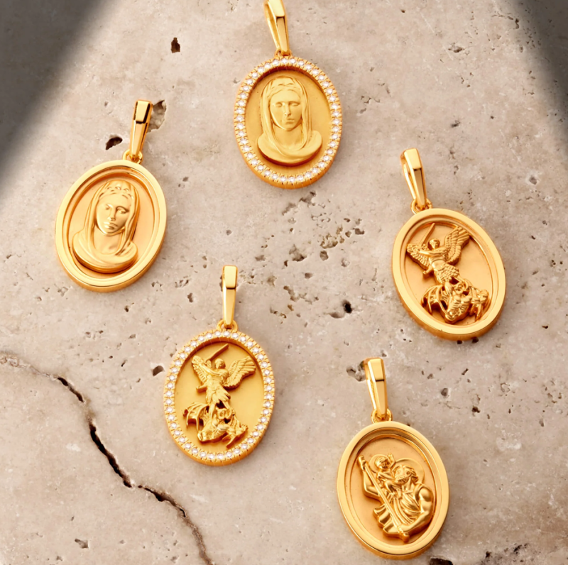 10K Rose Gold Saint Michael Pendant Charms-3