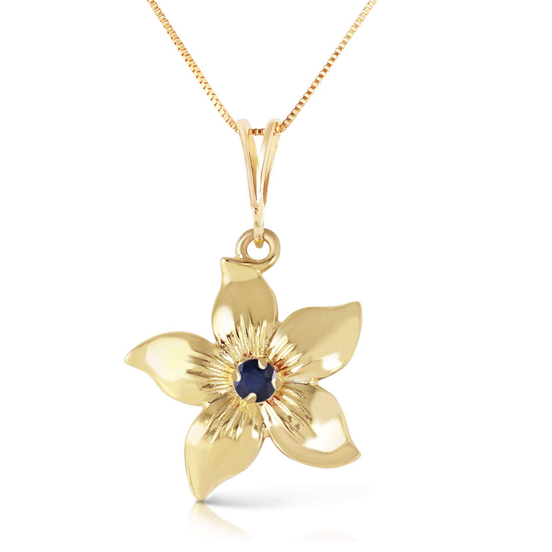 Collier pendentif fleurs sauvages en or blanc 18 carats et saphir-4