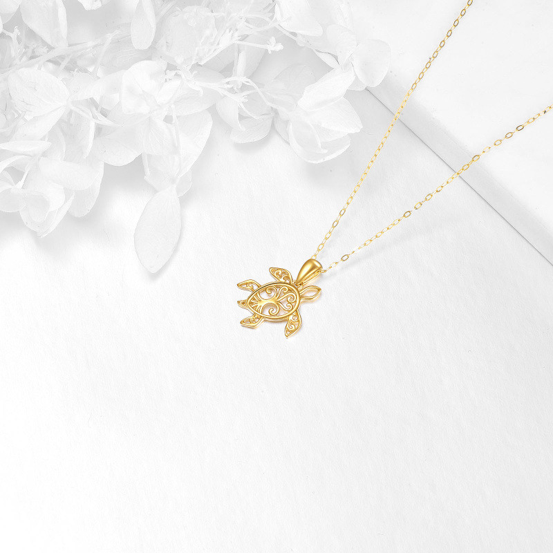 10K Rose Gold Sea Turtle Pendant Necklace-4