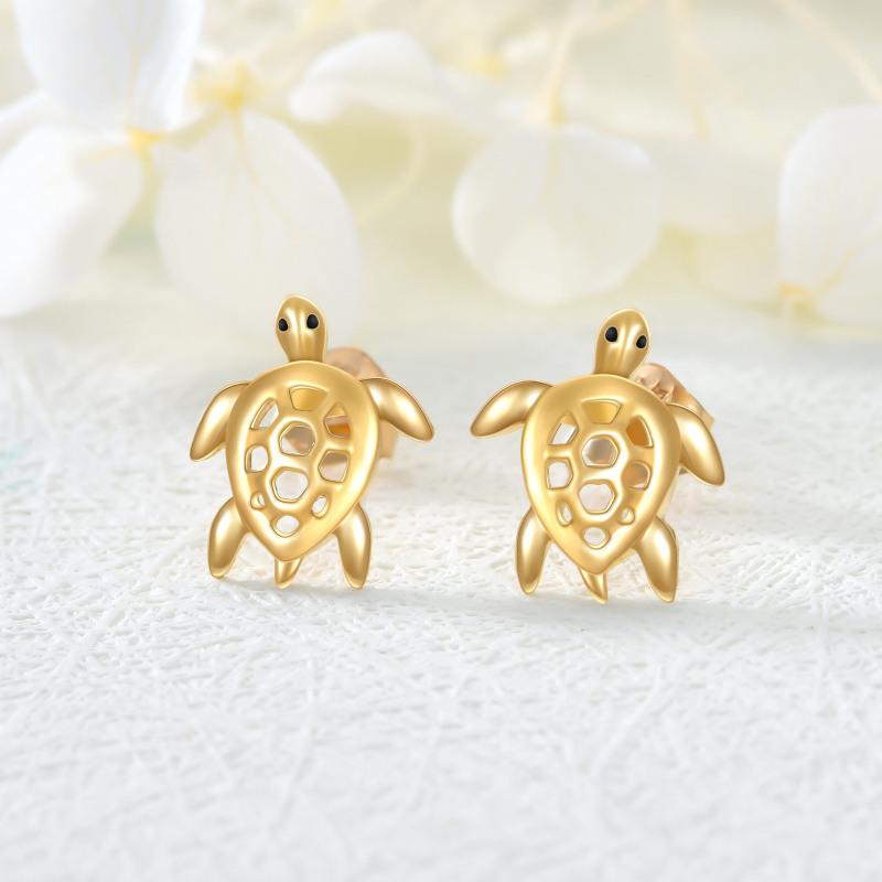 Ohrstecker mit Meeresschildkröte aus 14-karätigem Gold-3