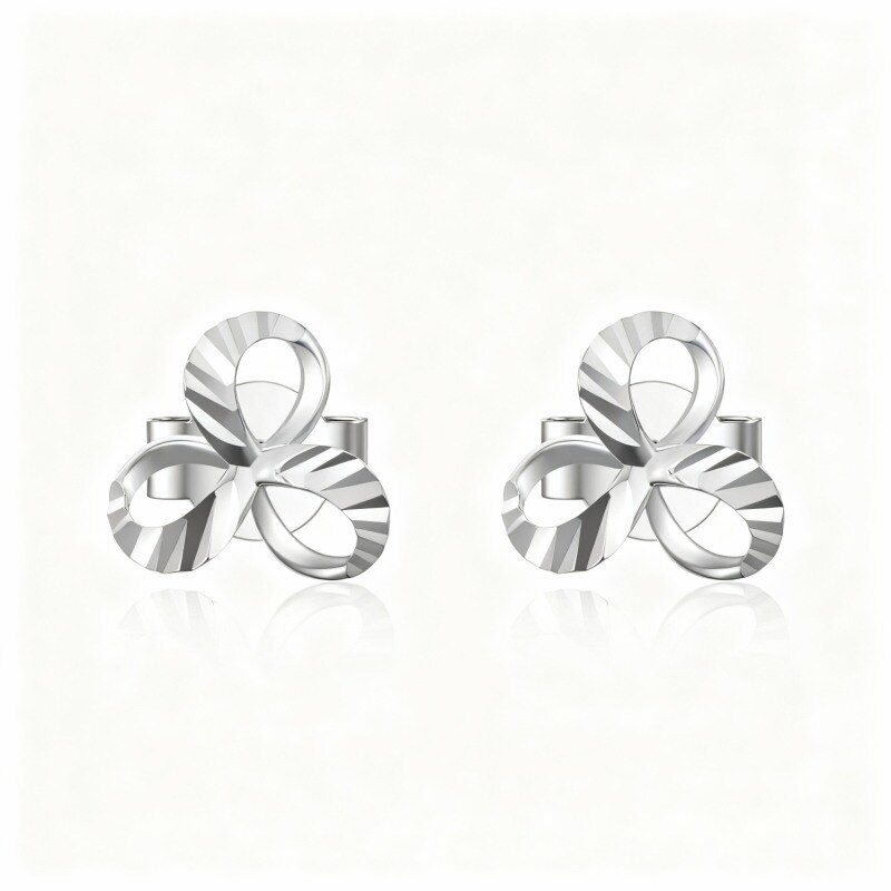 Boucles d'oreilles pendantes trèfle en or blanc 14 carats-1