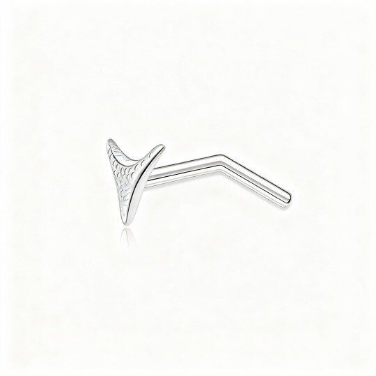 Anillo nasal de dientes de tiburón de oro blanco de 10 quilates