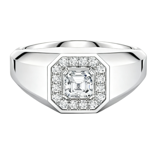 10K White Gold Signet Ring for Men